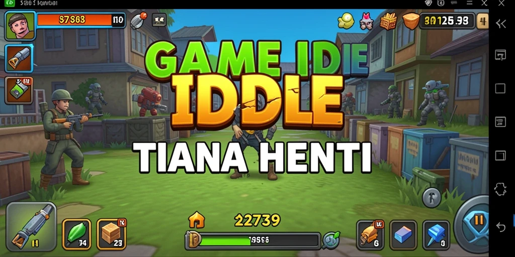 Screenshot utama game Idle 2739 menampilkan karakter yang mengumpulkan sumber daya.