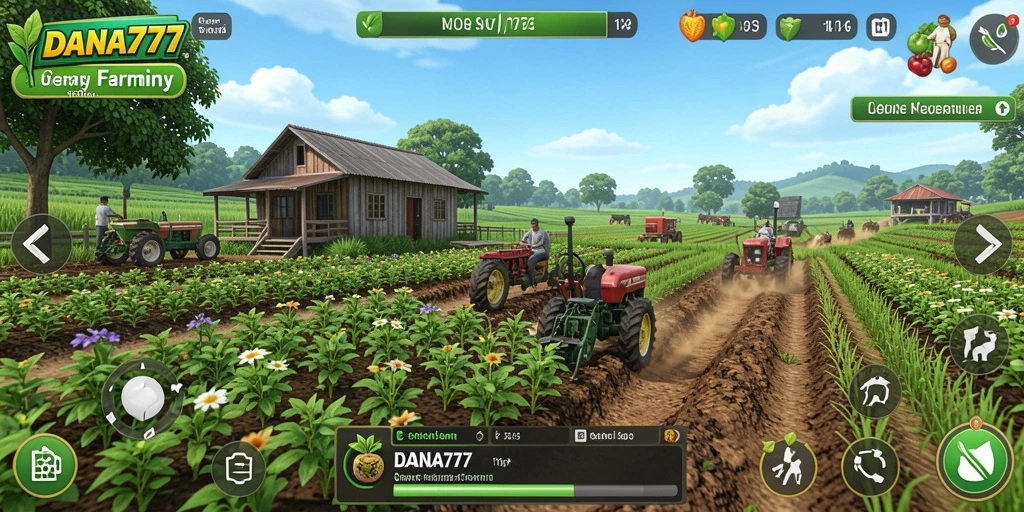 Gameplay seru DANA777 menunjukkan aksi bertani yang menarik dan interaktif.