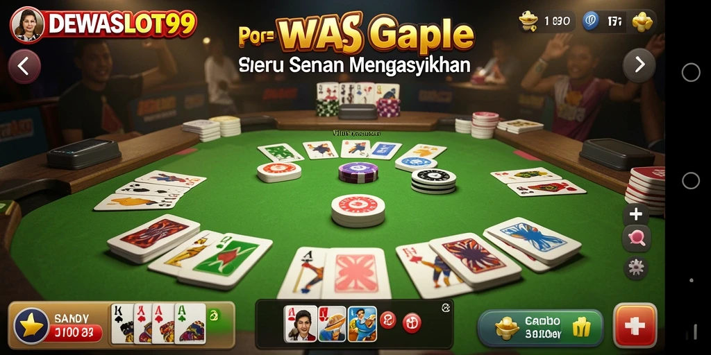 Screenshot gameplay Gaple DEWASLOT99 yang menampilkan momen seru.