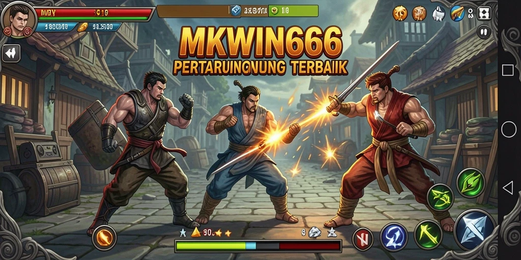Screenshot gameplay MKWIN666 yang menampilkan karakter bertarung.