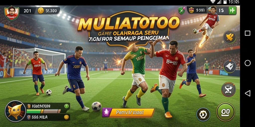 Tampilan utama MULIATOTO menunjukkan gameplay yang seru dan penuh aksi olahraga.