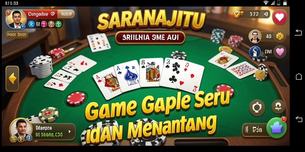 Tampilan gameplay Gaple SARANAJITU dengan kartu dan suasana seru.