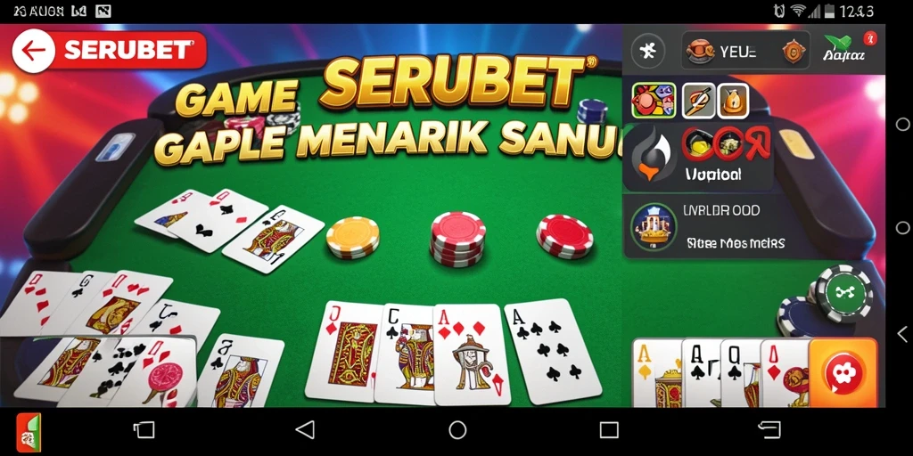 Tampilan gameplay SERUBET dengan suasana Gaple yang seru.