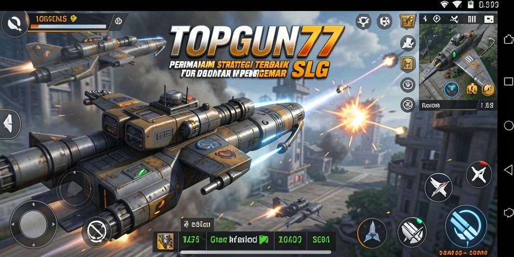 Screenshot gameplay menampilkan strategi intens dalam TOPGUN77.